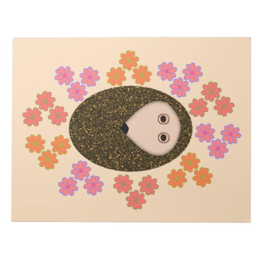 Sleepy Igel und Blume Notepad Notizblock (Vorderseite)