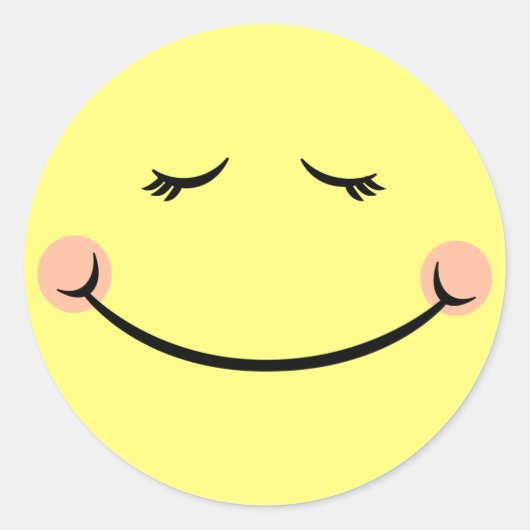 Sleepy Kawaii Happy Face Runder Aufkleber (Vorderseite)