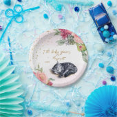 Sleepy Kitten Illustration Girl Babydusche Pappteller (Party)