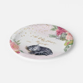 Sleepy Kitten Illustration Girl Babydusche Pappteller (Schrägansicht)