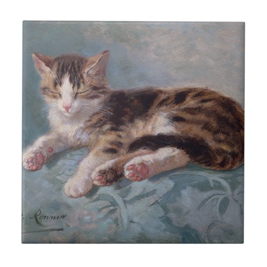 Sleepy Kitten von Henriette Ronner-Knip Fliese (Vorderseite)