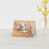 Sleepy Kitty Cat Art Note Card Karte (Gelbe Blume)