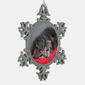 Sleepy kitty schneeflocken Zinn-Ornament (Links)