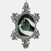 Sleepy kitty schneeflocken Zinn-Ornament (Links)