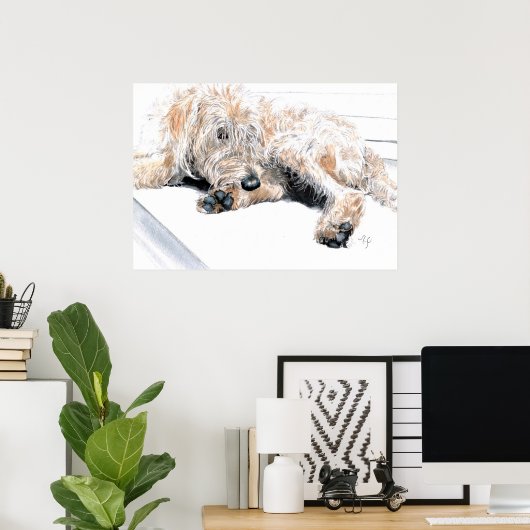 Sleepy Labradoodle Print Poster (Heimbüro)