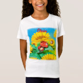 Sleepy Ladybug in Sonnenblumen T Shirt (Vorderseite)