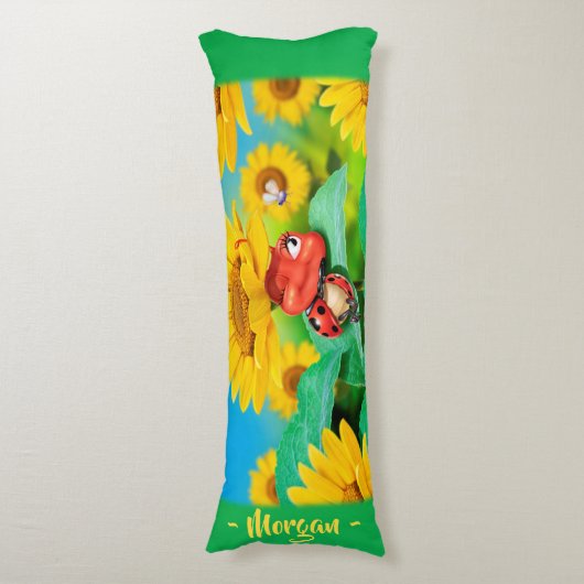 Sleepy Ladybug in Sunflowers.Gigant Brauch Seitenschläferkissen (Vorderseite Vertikal)