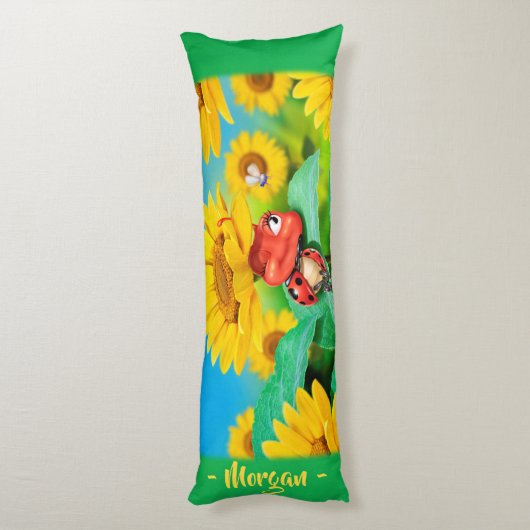 Sleepy Ladybug in Sunflowers.Gigant Brauch Seitenschläferkissen (Rückseite (Vertikal))