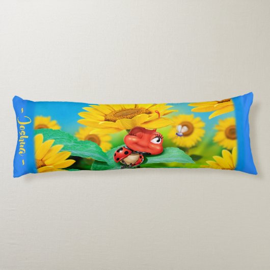 Sleepy Ladybug in Sunflowers.Gigant Brauch Seitenschläferkissen (Rückseite)