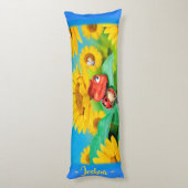 Sleepy Ladybug in Sunflowers.Gigant Brauch Seitenschläferkissen (Rückseite (Vertikal))