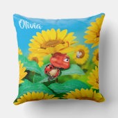 Sleepy Ladybug & Sonnenblumen, Gewürzkissen Kissen (Rückseite)