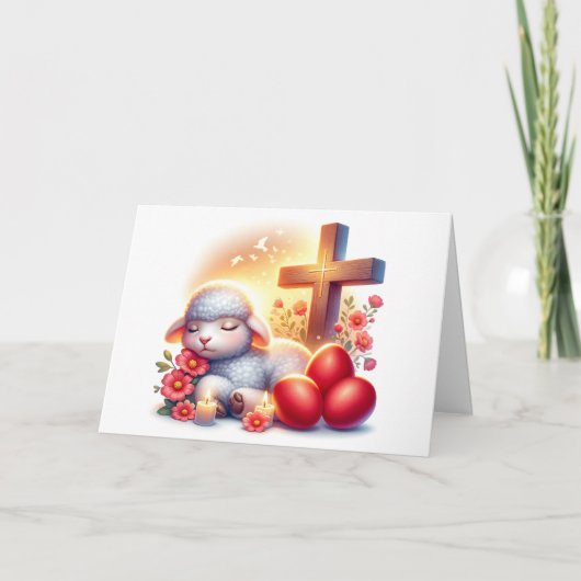 Sleepy Lamb Orthodox Ostern Karte (Vorderseite)