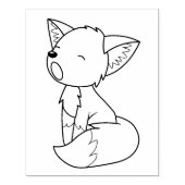 Sleepy Little Fox Coloring Page Gummistempel (Prägung)