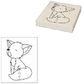 Sleepy Little Fox Coloring Page Gummistempel (Stempel)