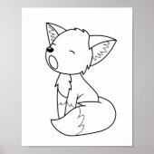 Sleepy Little Fox Coloring Page Poster (Vorne)