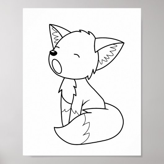 Sleepy Little Fox Coloring Page Poster (Vorne)