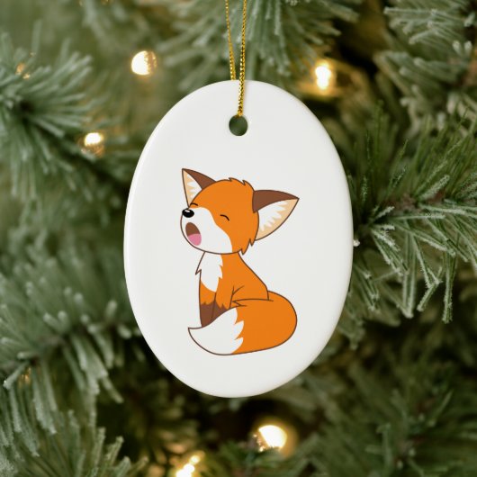 Sleepy Little Fox Keramik Ornament (Baum)