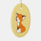 Sleepy Little Fox on Yellow Magnetic Keramik Ornament (Rechts)