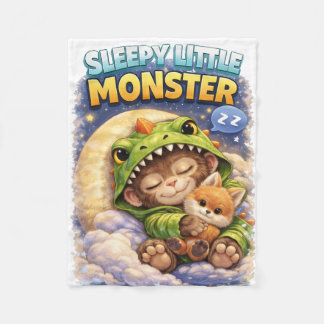 Sleepy Little Monster Baby Blanket Cute Dino Fleecedecke