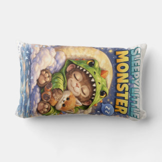 Sleepy Little Monster Cute Dino Pillow Lendenkissen