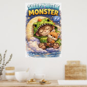Sleepy Little Monster Cute Dino Poster (Küche)