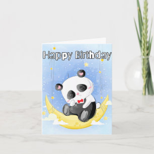 Sleepy Little Panda Bear Happy Birthday Karte