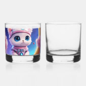 Sleepy Moon Cartoon Sticker Design Whiskyglas (Vorderseite)