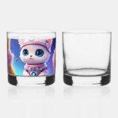 Sleepy Moon Cartoon Sticker Design Whiskyglas (Rückseite)