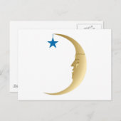 Sleepy Moon mit Blue Star Postkarte (Vorne/Hinten)