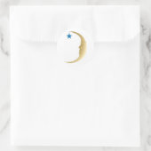 Sleepy Moon mit Blue Star Runder Aufkleber (Tasche)