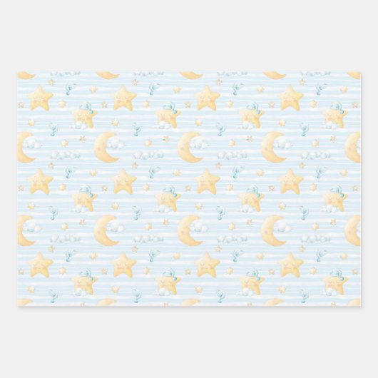 Sleepy Moons and Stars Boho Mix Geschenkpapier Set (Vorderseite 3)