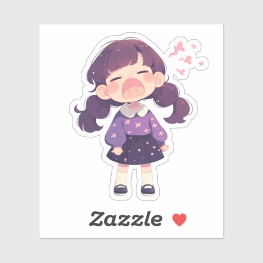 Sleepy Niedlich Girl Sticker (Blatt)