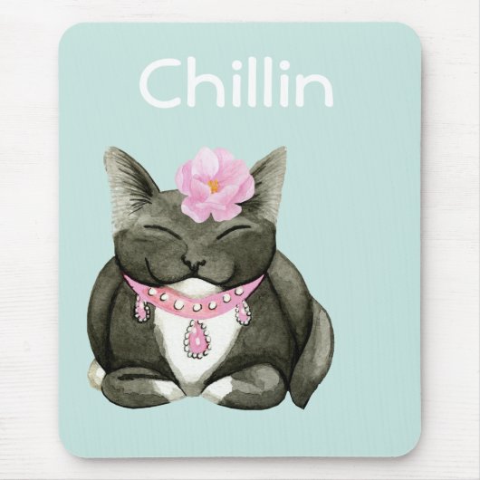 Sleepy Niedlich Tuxedo Cat Mousepad (Vorne)