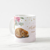 Sleepy Orange Cat Mama Illustration Girl Gift Kaffeetasse (Vorderseite Links)