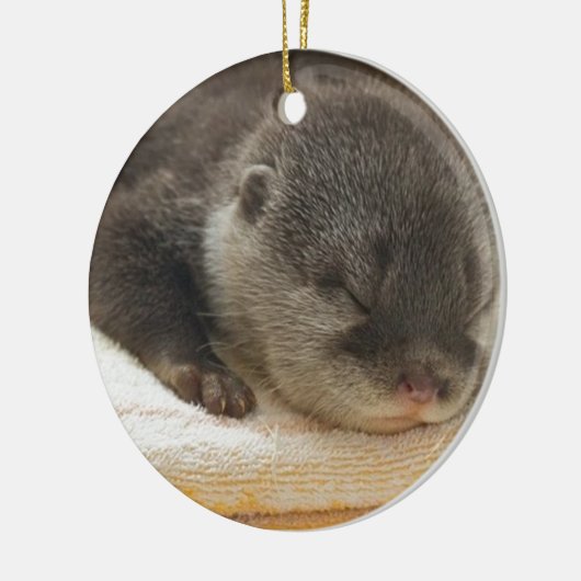 Sleepy Otter Keramikornament (Links)