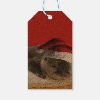 Sleepy Otter mit einem Weihnachtshut Geschenkanhänger