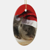 Sleepy Otter Santa Claus Keramik Ornament (Rechts)
