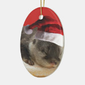 Sleepy Otter Santa Claus Keramik Ornament (Links)