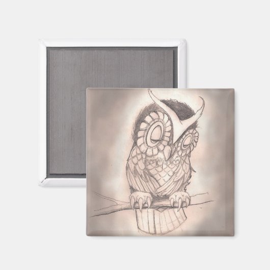 Sleepy Owl Magnet (Vorderseite/Rückseite)
