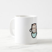Sleepy Owl on Coffee – Cute Cozy Illustration Kaffeetasse (Vorderseite Links)
