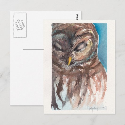 Sleepy Owl Postkarte (Vorne/Hinten)