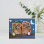 Sleepy Owls Postkarte (Stehend Vorderseite)