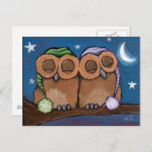 Sleepy Owls Postkarte (Vorne/Hinten)