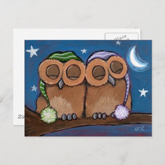 Sleepy Owls Postkarte (Vorne/Hinten)