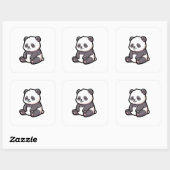 Sleepy Panda – Cute Kawaii Illustration Quadratischer Aufkleber (Blatt)