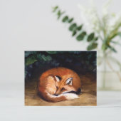 Sleepy Red Fox Art Postcard Postkarte (Stehend Vorderseite)