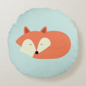 Sleepy Red Fox Rundes Kissen (Vorderseite)