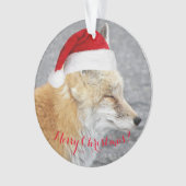 Sleepy Red Fox Tragen Red Weihnachtsmannmütze Holi Ornament (Vorderseite)