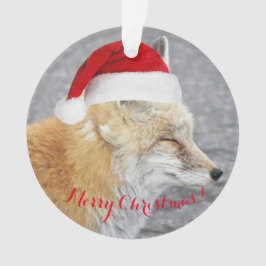 Sleepy Red Fox Tragen Red Weihnachtsmannmütze Holi Ornament