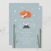 Sleepy Red Panda Bamboo Blue Boy Baby Dusche Einladung (Vorne/Hinten)